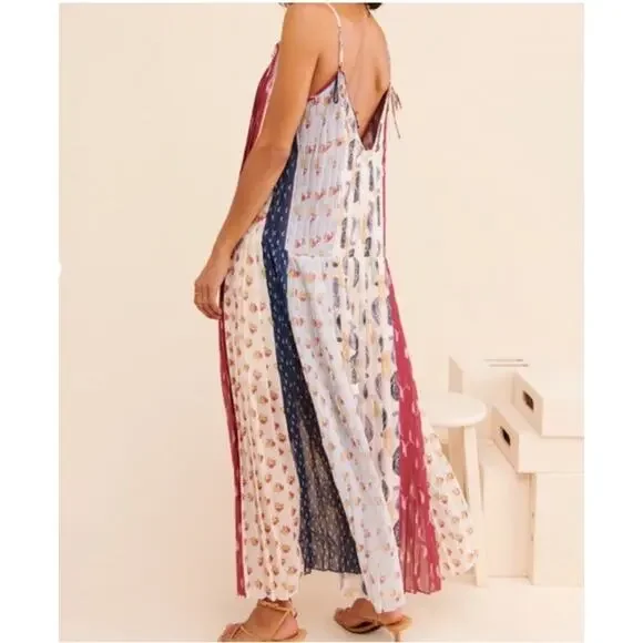 ML Monique Lhuillier Tapestry Pleated Maxi Dress 20W Retail $595 Boho Luxury - Picture 2 of 8